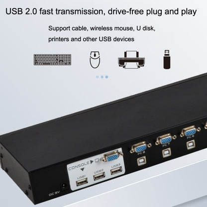 FJGEAR FJ-810UK 8 In 1 Out USB KVM Switcher With Desktop Switch, FJ-810UK US Plug