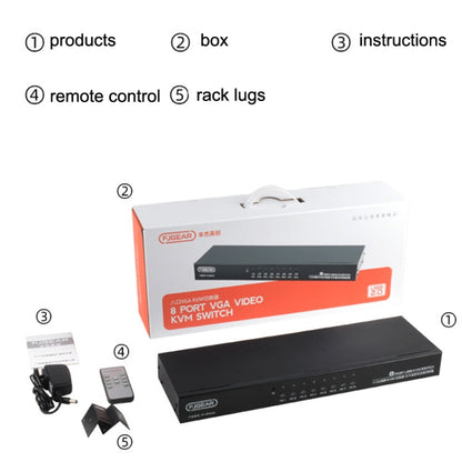 FJGEAR FJ-810UK 8 In 1 Out USB KVM Switcher With Desktop Switch, FJ-810UK US Plug