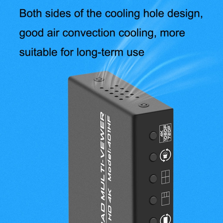 FJGEAR FJ-401HF 4 In 1 Out 4K HDMI Splitter Supports Four Screen Segmentation, FJ-401HF EU Plug, FJ-401HF US Plug