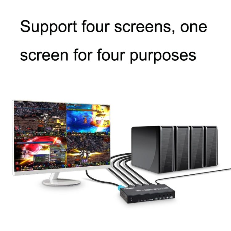 FJGEAR FJ-401HF 4 In 1 Out 4K HDMI Splitter Supports Four Screen Segmentation, FJ-401HF EU Plug, FJ-401HF US Plug