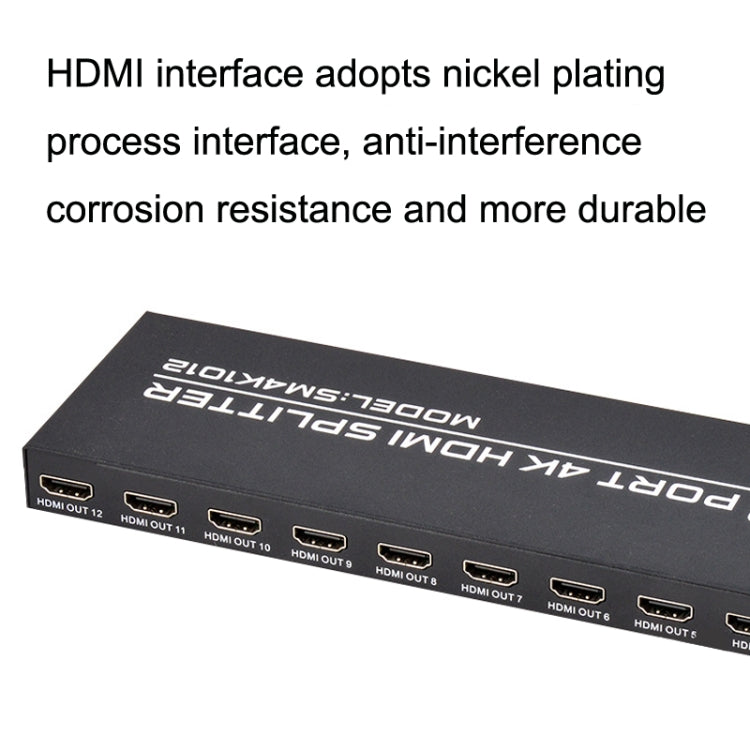 FJGEAR FJ-SM1012 1 In 12 Out 30HZ HDMI 4K HD Audio And Video Splitter, FJ-SM1012 US Plug, FJ-SM1012 EU Plug