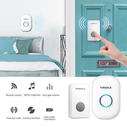 Yiroka Wireless Doorbell Smart Doorbell Digital Doorbell for the Elderly, EU Plug
