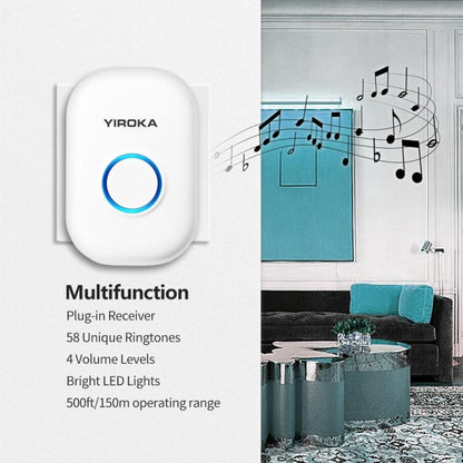 Yiroka Wireless Doorbell Smart Doorbell Digital Doorbell for the Elderly, EU Plug