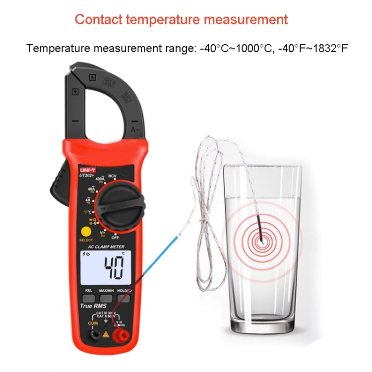 Digital Clamp Multimeter AC/DC Voltage Detector, UT202+ 400A