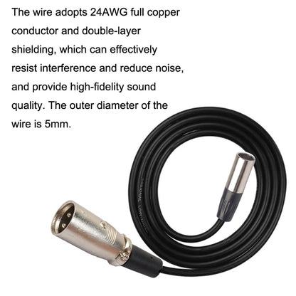 Xlrmini Caron Male To Mini Male Balancing Cable For 48V Sound Card Microphone Audio Cable, 0.5m, 1m, 1.5m, 2m, 3m, 5m, 10m