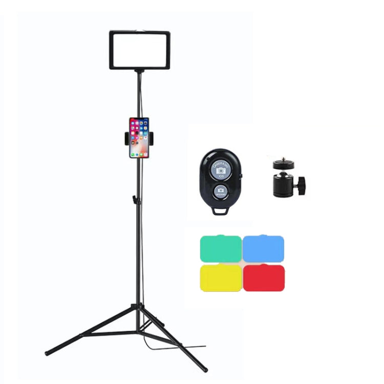 6 Inch 3200-5500K Three-color Temperature Photography Flat-panel Live Fill Light,Spec:, Small Tripod, 30cm Bracket, 42CM Bracket, 0.5m Bracket, 0.5m Bracket +Bluetooth RC, 2.1m Bracket, 2.1m Bracket+Bluetooth RC, Overhead Bracket