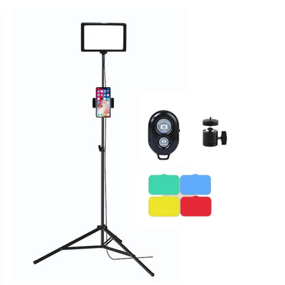 6 Inch 3200-5500K Three-color Temperature Photography Flat-panel Live Fill Light,Spec:, Small Tripod, 30cm Bracket, 42CM Bracket, 0.5m Bracket, 0.5m Bracket +Bluetooth RC, 2.1m Bracket, 2.1m Bracket+Bluetooth RC, Overhead Bracket