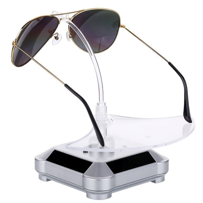 Solar 360 Degree Rotating Turntable Colorful Lights Glasses Display Stand