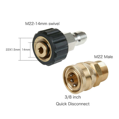 Pressure Washer Accessories Quick Connect Car Wash Water Hose Quick Connection, 14-3/8 Male + 14-3/8 Female, 14-3/8 Male + 15-3/8 Female, 15-3/8 Male + 15-3/8 Female, 15-3/8 Male + 14-3/8 Female