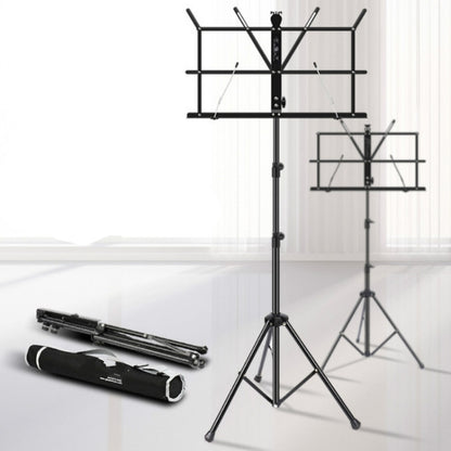 Portable Folding  Lifted and Thickened Piano Stand Guzheng Guitar Home Music Stand, Black, Black Yellow
