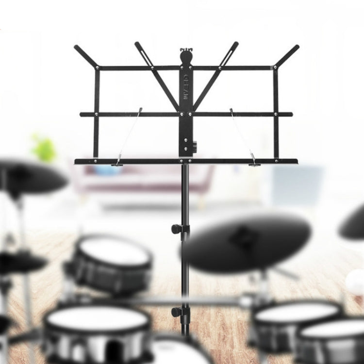 Portable Folding  Lifted and Thickened Piano Stand Guzheng Guitar Home Music Stand, Black, Black Yellow
