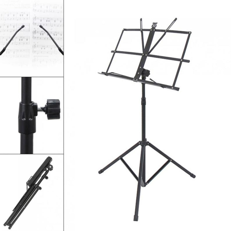 Portable Folding  Lifted and Thickened Piano Stand Guzheng Guitar Home Music Stand, Black, Black Yellow