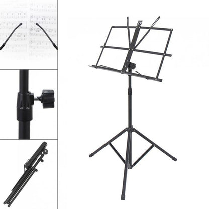 Portable Folding  Lifted and Thickened Piano Stand Guzheng Guitar Home Music Stand, Black, Black Yellow
