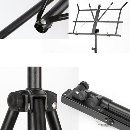 Portable Folding  Lifted and Thickened Piano Stand Guzheng Guitar Home Music Stand, Black, Black Yellow