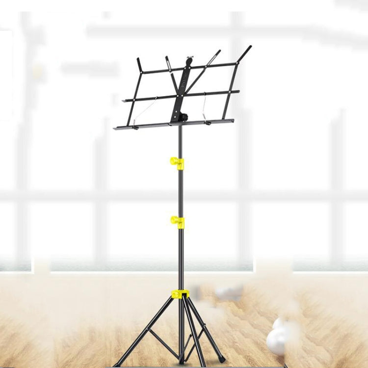 Portable Folding  Lifted and Thickened Piano Stand Guzheng Guitar Home Music Stand, Black, Black Yellow