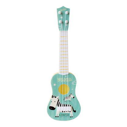 Small Simulation Musical Instrument Mini Four Strings Playable Ukulele Early Childhood Education Music Toy, Pink Rabbit, Light Blue Zebra, Pink Giraffe, Yellow Dinosaur