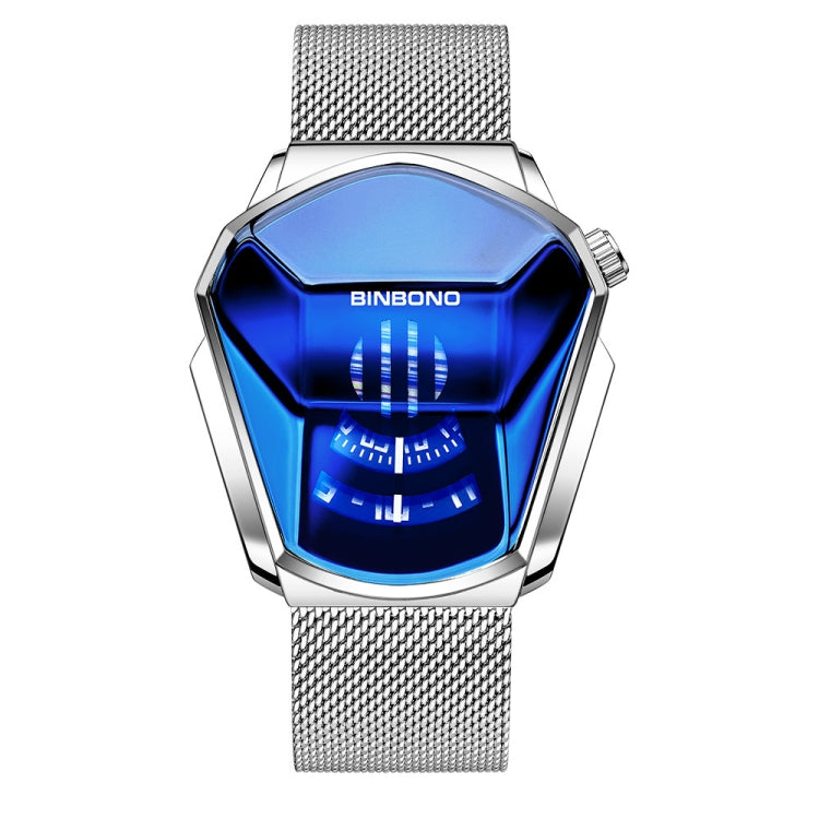 BINBOND Locomotive Concept Watch Men Live Black Technology Watch, White Net Belt White Steel Blue Face, White Net Belt White Steel White Face, Gold Net Belt Full Gold Blue Face, Gold Net Belt Full Gold Gold Face, Black Net Belt Black Steel Blue Face