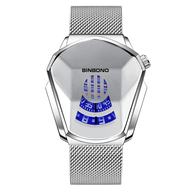 BINBOND Locomotive Concept Watch Men Live Black Technology Watch, White Net Belt White Steel Blue Face, White Net Belt White Steel White Face, Gold Net Belt Full Gold Blue Face, Gold Net Belt Full Gold Gold Face, Black Net Belt Black Steel Blue Face
