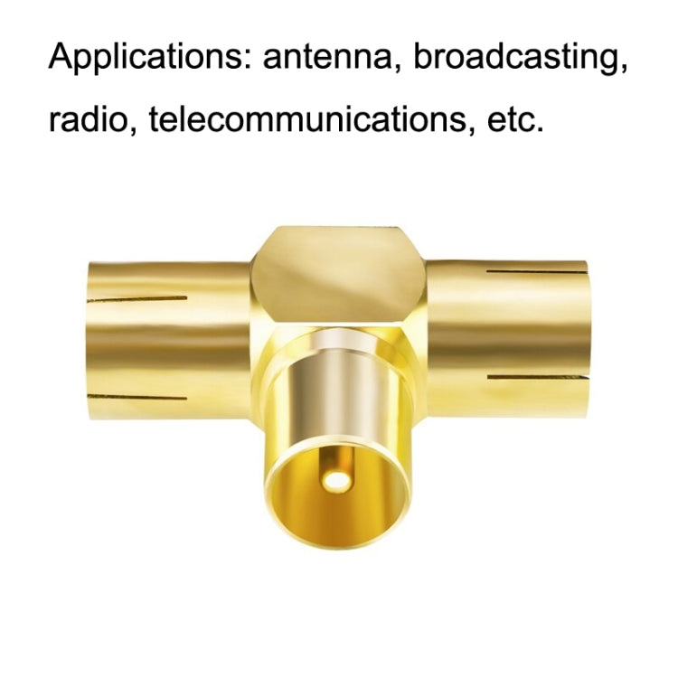 TV Male to 2x Female Aerial Antenna Plug Connector Coaxial Cable Adapter, TV Male to 2x Female