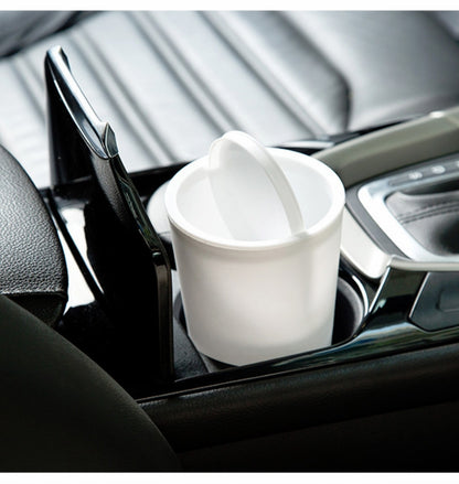 Desktop Plastic Rocker Cover Car Storage Round Barrel Car Tissue Trash Can
