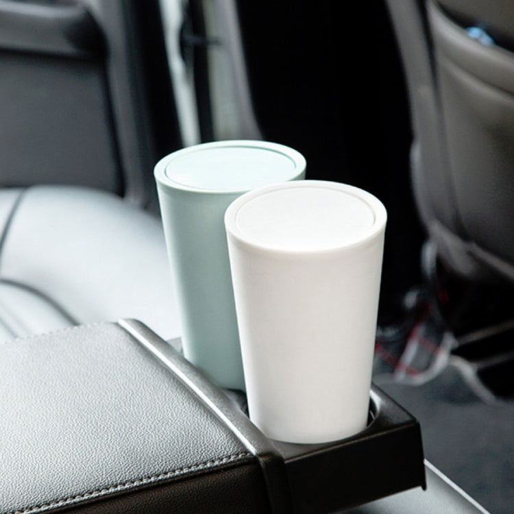 Desktop Plastic Rocker Cover Car Storage Round Barrel Car Tissue Trash Can