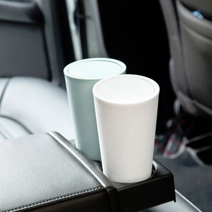 Desktop Plastic Rocker Cover Car Storage Round Barrel Car Tissue Trash Can
