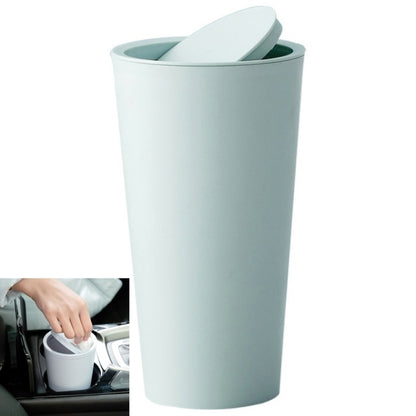 Desktop Plastic Rocker Cover Car Storage Round Barrel Car Tissue Trash Can