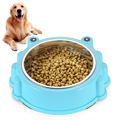 Cartoon Animal Type Stainless Steel Pet Dog Single Bowl, Blue, Red, Green