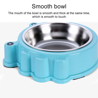Cartoon Animal Type Stainless Steel Pet Dog Single Bowl, Blue, Red, Green