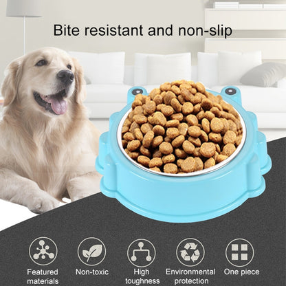 Cartoon Animal Type Stainless Steel Pet Dog Single Bowl, Blue, Red, Green