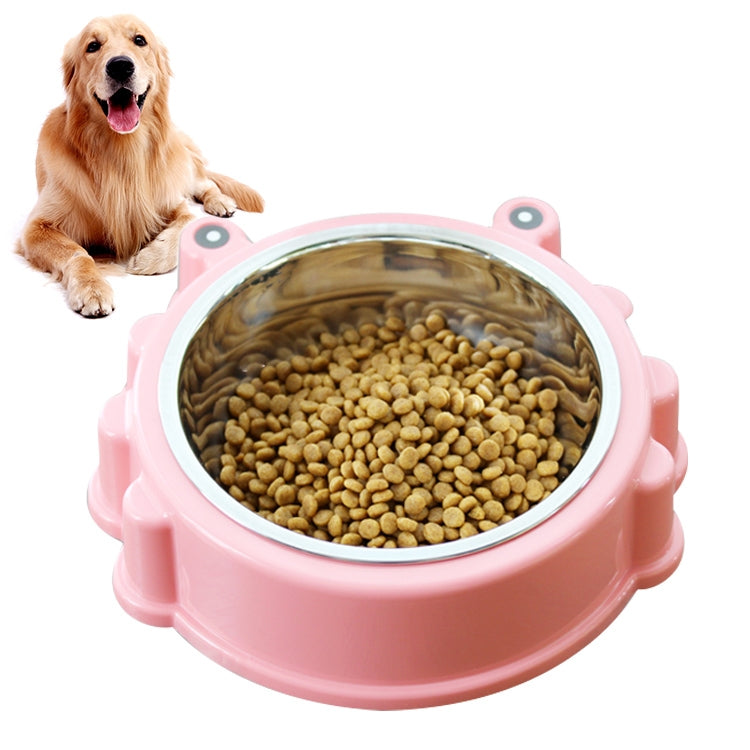 Cartoon Animal Type Stainless Steel Pet Dog Single Bowl, Blue, Red, Green
