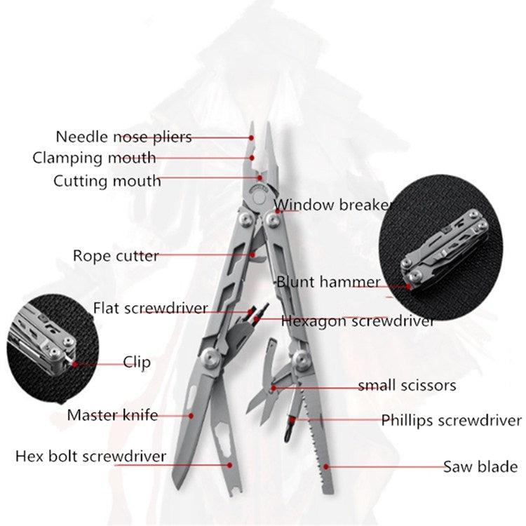 14 in 1 Multifunctional Pliers Folding Combination EDC Gadget Camping Survival Equipment Universal Tool Pliers, 14 in 1