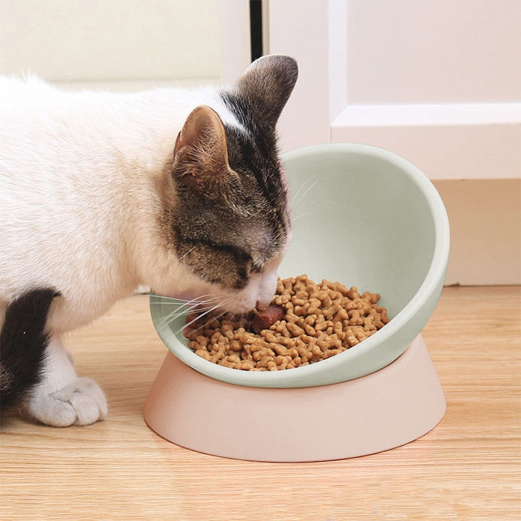 Pet Supplies Any Angle Anti-skid Wear-resistant Oblique Cat and Dog Bowl, White, Pink