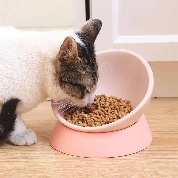 Pet Supplies Any Angle Anti-skid Wear-resistant Oblique Cat and Dog Bowl, White, Pink