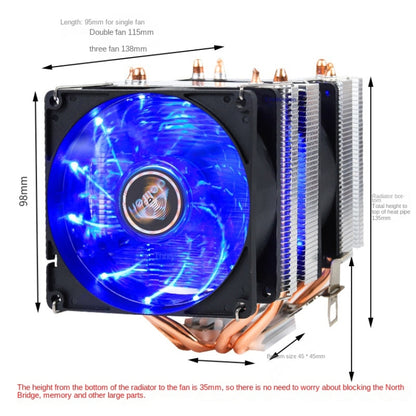 Desktop Computer 6 Copper Tube CPU Radiator Super Quiet, 6 Tube Blue Light 3-pin Single Fan, 6 Tube Blue Light 3-pin Double Fan, 6 Tube PWM Single Fan, 6 Tube PWM Double Fan, 6 Tube Without Light 3-pin Single Fan, 6 Tube Without Light 3-pin Double Fan