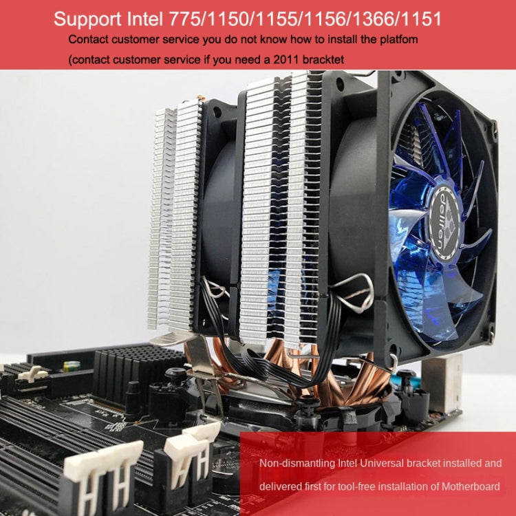 Desktop Computer 6 Copper Tube CPU Radiator Super Quiet, 6 Tube Blue Light 3-pin Single Fan, 6 Tube Blue Light 3-pin Double Fan, 6 Tube PWM Single Fan, 6 Tube PWM Double Fan, 6 Tube Without Light 3-pin Single Fan, 6 Tube Without Light 3-pin Double Fan