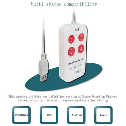 HK-4 4 Keys Custom Quick Copy and Paste Medical Ultrasound Acquisition USB Keypad, Cable Length: 2m, With Anti-skid Stand, Without Anti-skid Stand