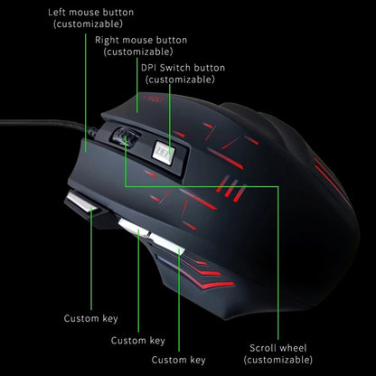MOS7 7 Keys One-click Combo Custom Keyboard Shortcuts Game Mice, Cable Length: 2m