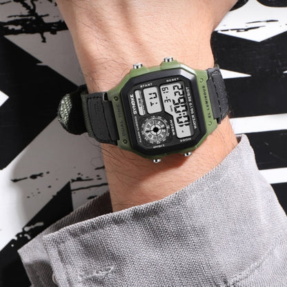 SYNOKE 9619B Nylon Canvas Strap Luminous Waterproof Digital Watch, Green Head Green Belt, Green Head Black Belt, Black Head Black Belt, Black Head Green Belt