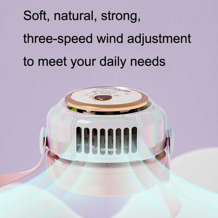 MD666-3 Cartoon Space Capsule Mini Portable Bladeless Hanging Neck Fan, Hanging Neck Fan (Purple), Hanging Neck Fan (Pink), Hanging Neck Fan (Blue)