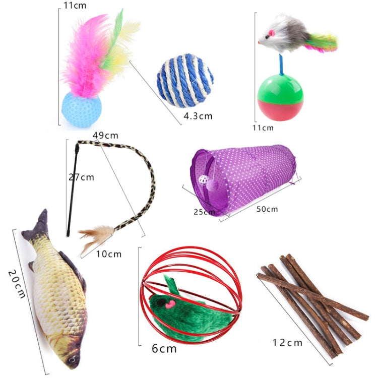 Pet Cat Toy Feather Mouse Funny Cat Channel Sisal Ball Molar Toys, 28 in 1 Cat Toy