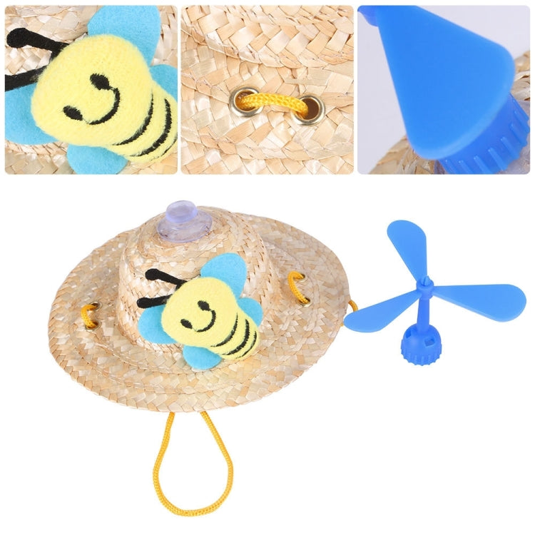 Pet Bamboo Dragonfly Straw Hat Headdress Cat Dog Decoration, S, M, L