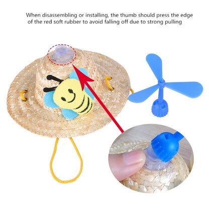 Pet Bamboo Dragonfly Straw Hat Headdress Cat Dog Decoration, S, M, L