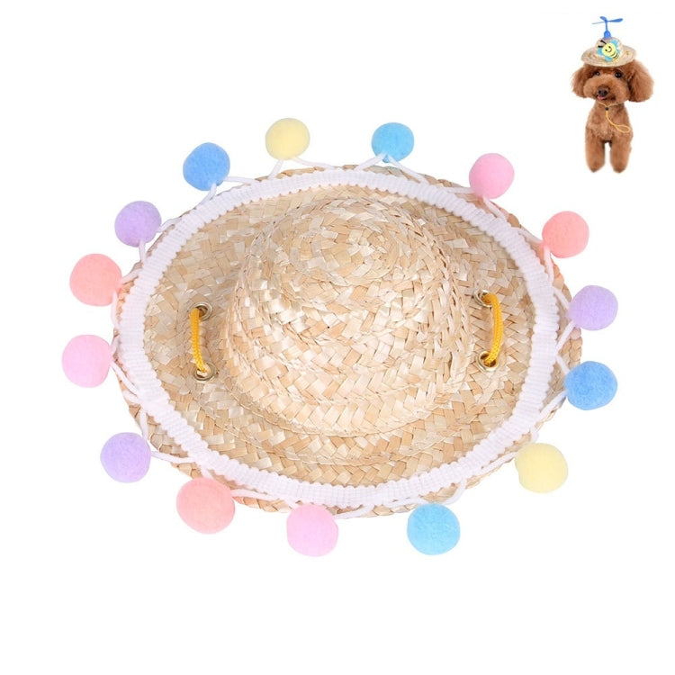 Pet Bamboo Dragonfly Straw Hat Headdress Cat Dog Decoration, S, M, L