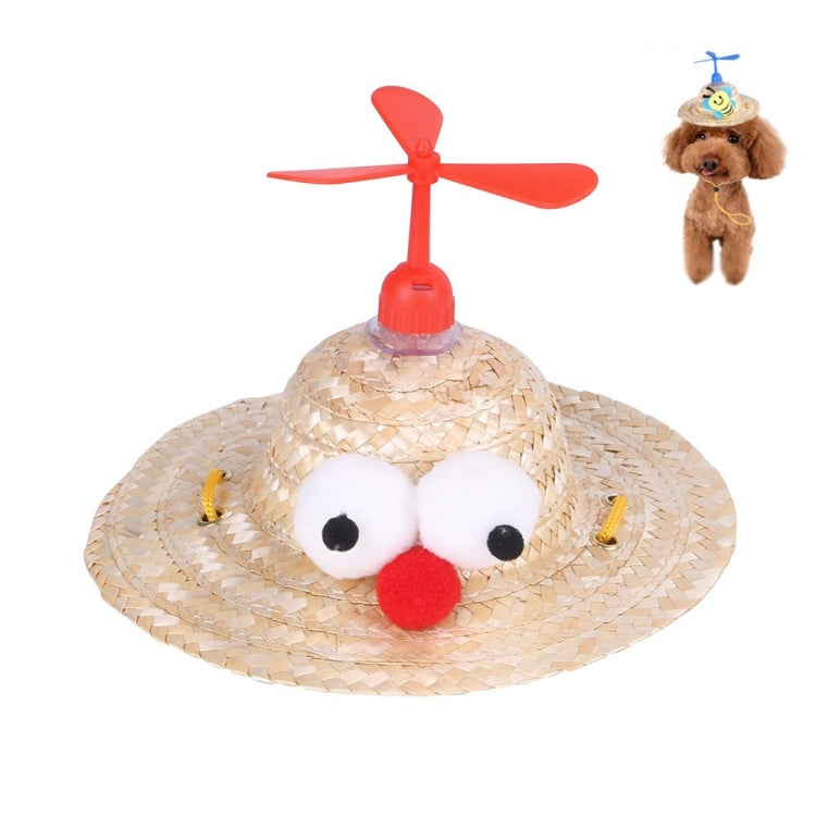 Pet Bamboo Dragonfly Straw Hat Headdress Cat Dog Decoration, S, M, L