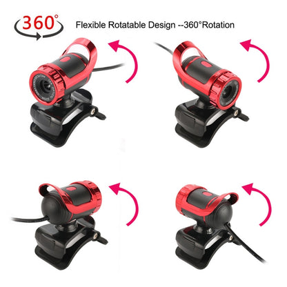 HXSJ A859 480P Computer Network Course Camera Video USB Camera Built-in Sound-absorbing Microphone, Red, Black, No Camera Function Black, No Camera Function  Red
