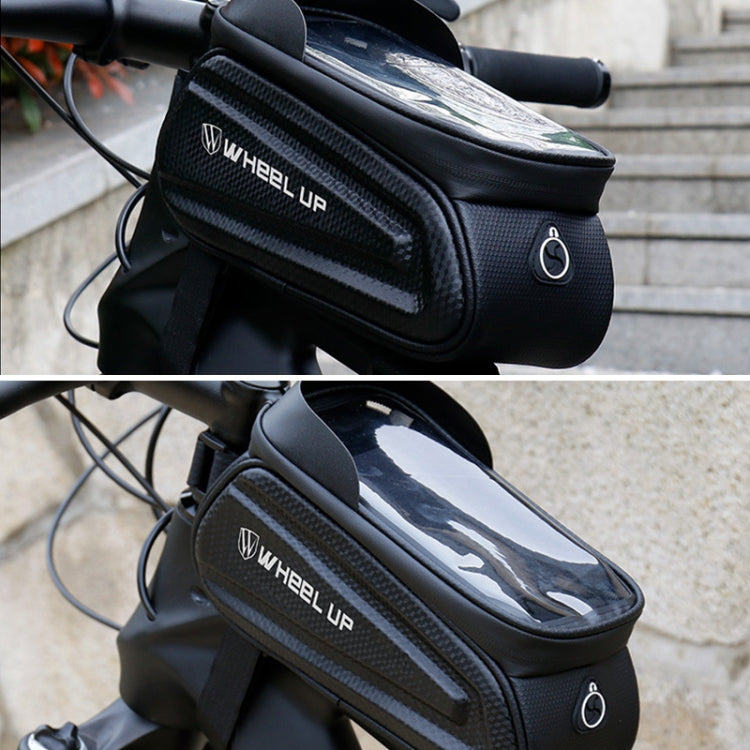 WHEEL UP Hard Shell Bicycle Bag Front Beam Bag Mountain Bike mobile Phone Touch Screen Tube Bag Riding Equipment, White reflective models, Colorful reflective models