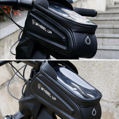 WHEEL UP Hard Shell Bicycle Bag Front Beam Bag Mountain Bike mobile Phone Touch Screen Tube Bag Riding Equipment, White reflective models, Colorful reflective models