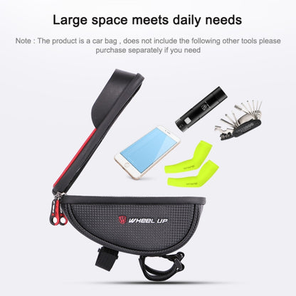 WHEEL UP Anti-splashing Touch Screen Bicycle Mobile Phone Bag Mountain Bike Front Beam Bag Riding Handlebar Bag, Black and Red