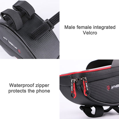 WHEEL UP Anti-splashing Touch Screen Bicycle Mobile Phone Bag Mountain Bike Front Beam Bag Riding Handlebar Bag, Black and Red